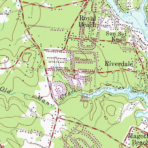 Topographic Map of Riverdale Forest, MD