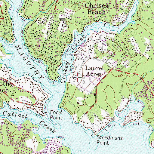 Topographic Map of Whippoorwill Estates, MD