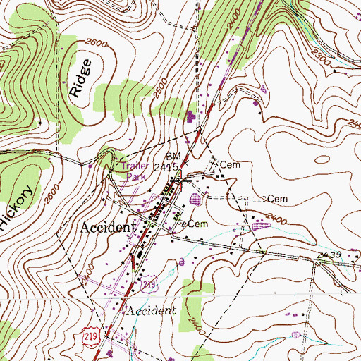 Topographic Map of Accident Evangelical Lutheran Church, MD