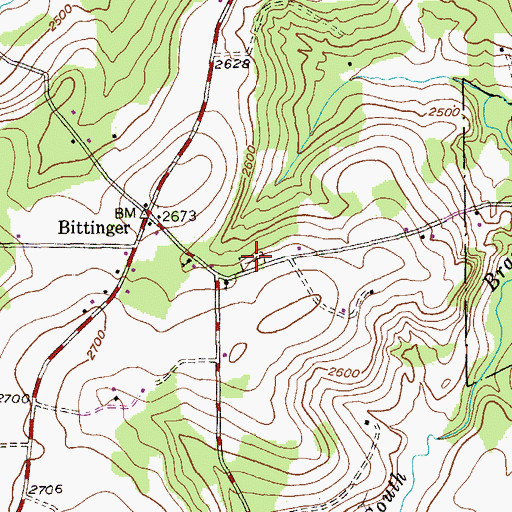 Topographic Map of Bittinger Cemetery, MD