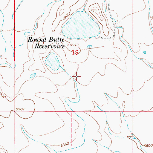 Topographic Map of Round Butte Reservoir, CO