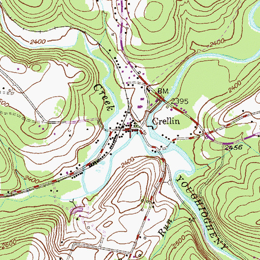 Topographic Map of Crellin Post Office, MD