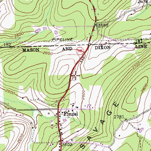 Topographic Map of Finzel Cemetery, MD