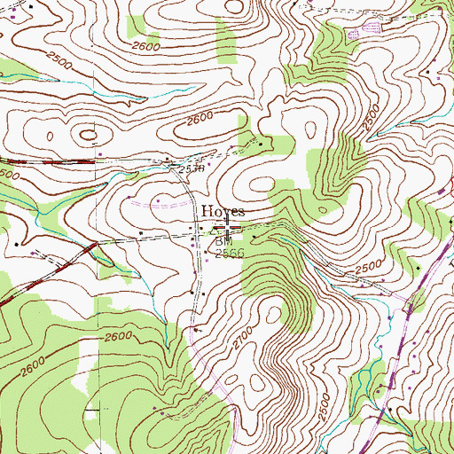 Topographic Map of Hoyes Cemetery, MD