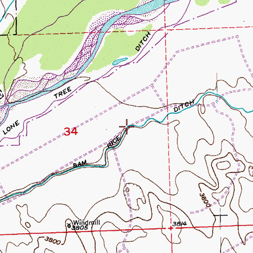 Topographic Map of Sam Rice Ditch, CO
