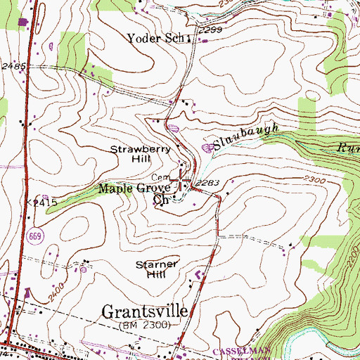Topographic Map of Maple Glen Cemetery, MD