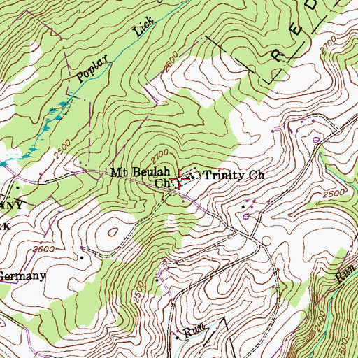 Topographic Map of Mount Beulah Cemetery, MD