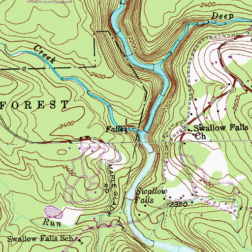 Topographic Map of Muddy Creek Falls, MD