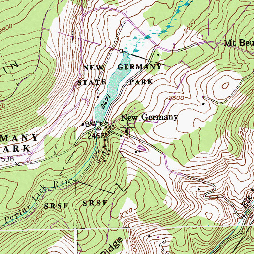 Topographic Map of New Germany School (historical), MD