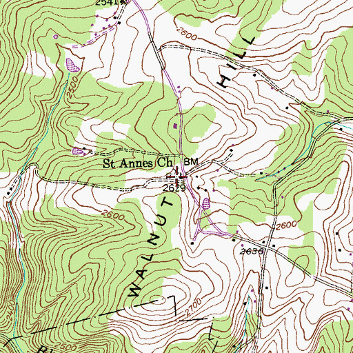 Topographic Map of Saint Anns Cemetery, MD