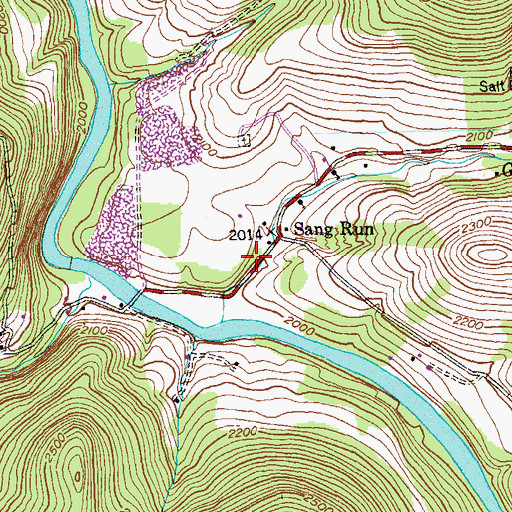 Topographic Map of Sang Run Post Office, MD