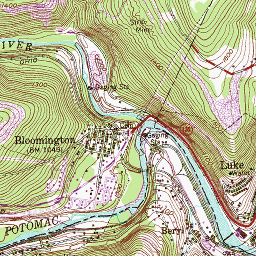 Topographic Map of Bloomington Cemetery, MD