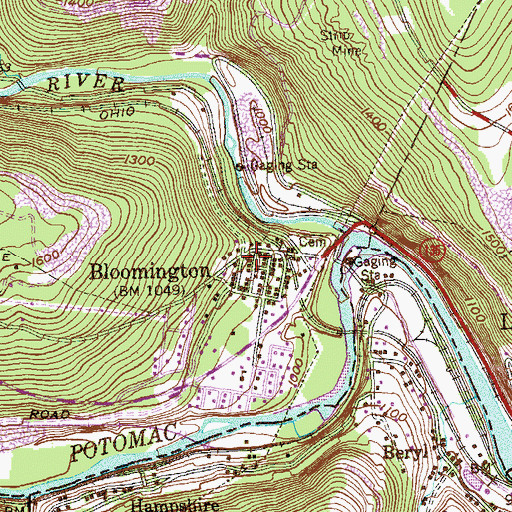 Topographic Map of Bloomington United Methodist Church, MD