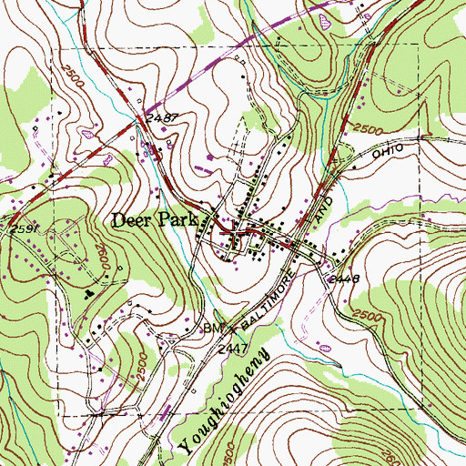 Topographic Map of Deer Park Post Office, MD