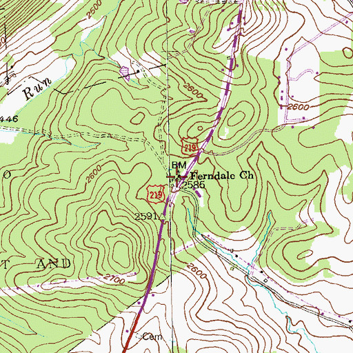 Topographic Map of Ferndale Baptist Cemetery, MD