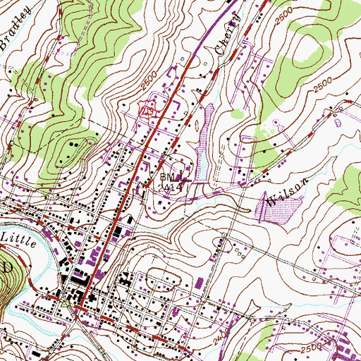 Topographic Map of Garrett Regional Medical Center, MD