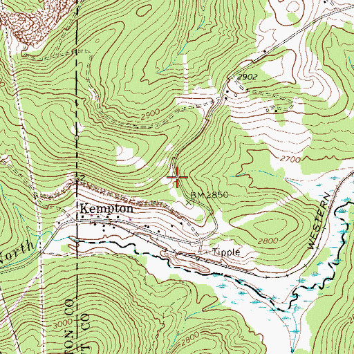 Topographic Map of Kempton Spring, MD