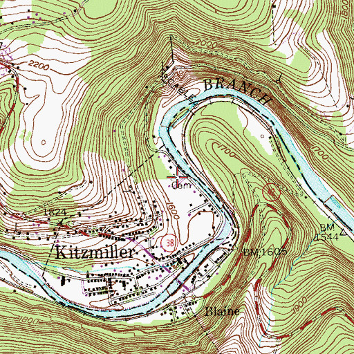 Topographic Map of Kitzmiller Cemetery, MD