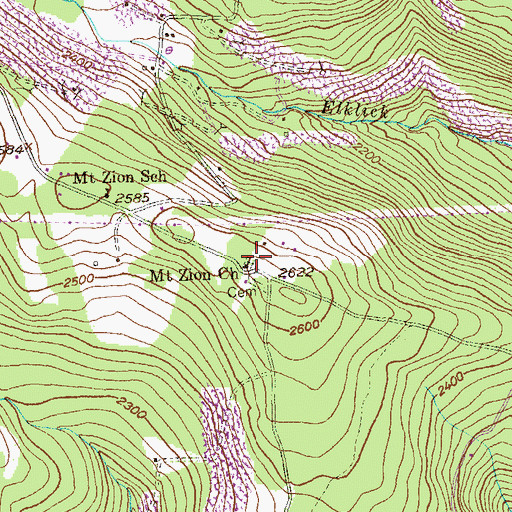 Topographic Map of Mount Zion Cemetery, MD