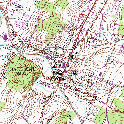 Topographic Map of Oakland Post Office, MD