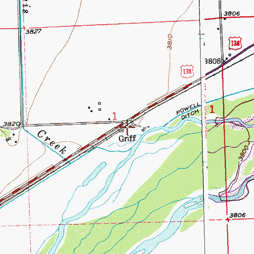 Topographic Map of Griff, CO