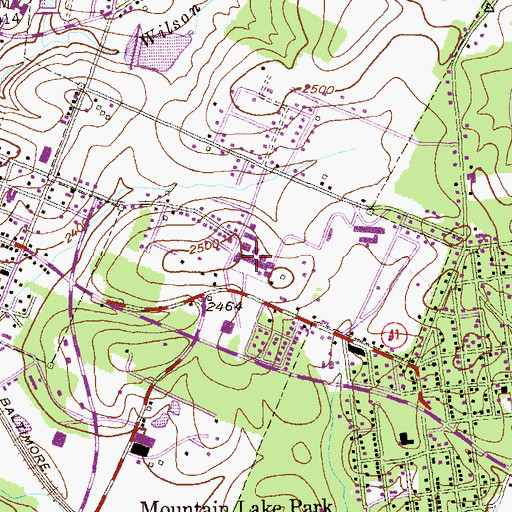 Topographic Map of Southern Garrett High School, MD