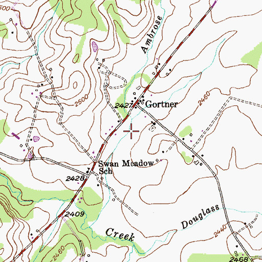 Topographic Map of Swans Meadow, MD