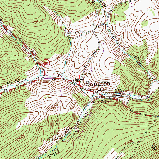 Topographic Map of Swanton Cemetery, MD