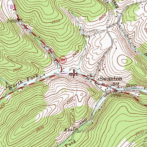 Topographic Map of Swanton Post Office, MD