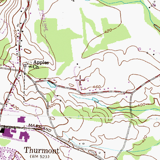 Topographic Map of Bellemere Estates, MD