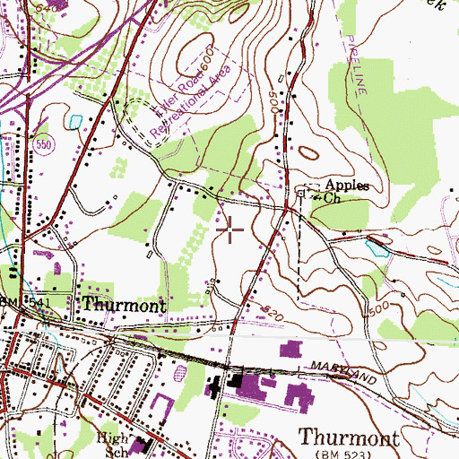 Topographic Map of Colonial Heights, MD