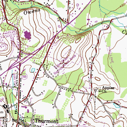 Topographic Map of Eyler Road Recreation Area, MD