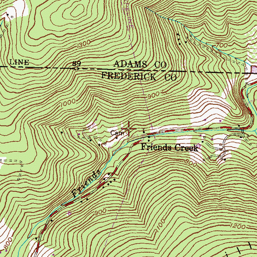 Topographic Map of Friends Creek Cemetery, MD