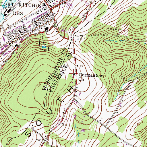 Topographic Map of Germantown Bethel Cemetery, MD