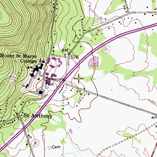 Topographic Map of Knott Athletic, Recreational and Convocational Complex, MD