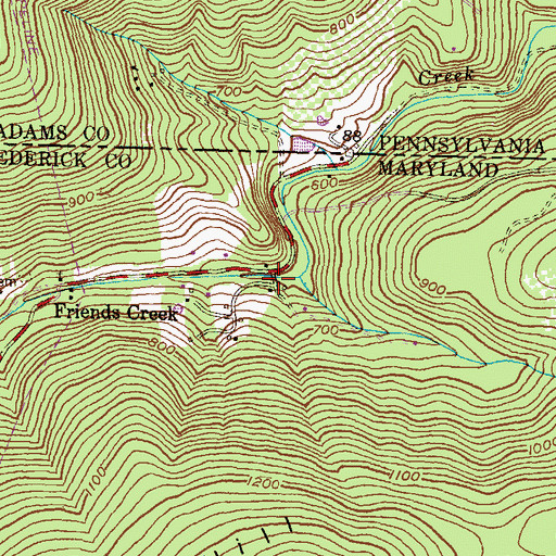 Topographic Map of Lost Valley, MD