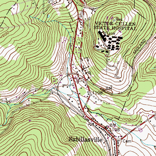 Topographic Map of Sabillasville Post Office, MD