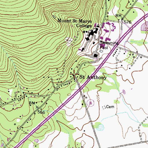Topographic Map of Saint Anthony Shrine Roman Catholic Church, MD