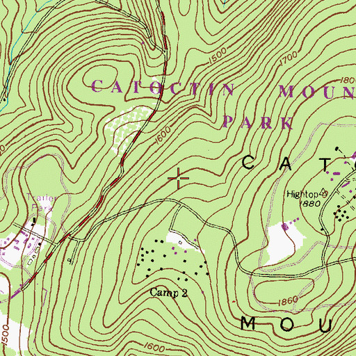 Topographic Map of Spiderbush Nature Trail, MD