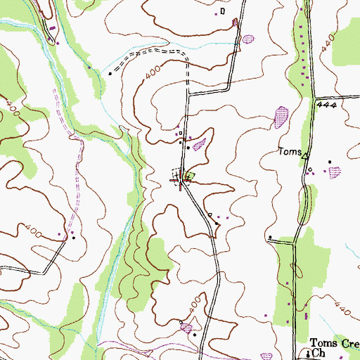 Topographic Map of Toms Creek Methodist Cemetery, MD