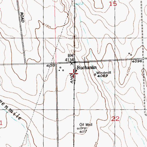 Topographic Map of Buchanan, CO