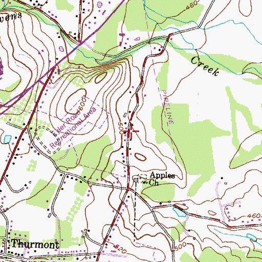 Topographic Map of Whispering Pines, MD