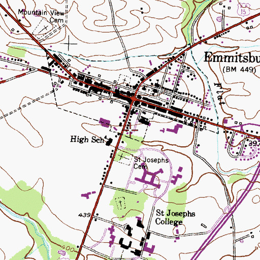 Topographic Map of Emmitsburg Post Office, MD