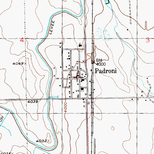 Topographic Map of Padroni, CO
