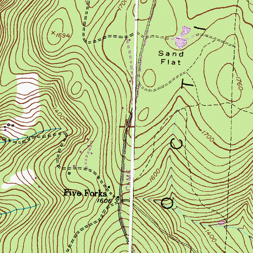 Topographic Map of Five Forks Estates, MD