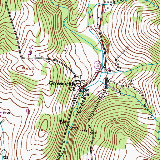 Topographic Map of Grossnickles Cemetery, MD