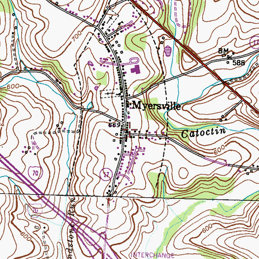 Topographic Map of Harmony Brethren Church, MD