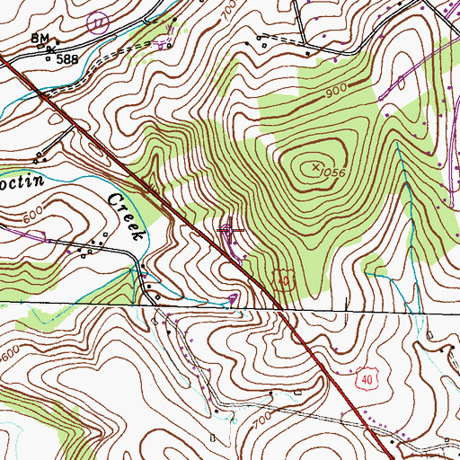 Topographic Map of Highfields, MD