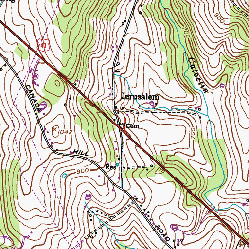 Topographic Map of Jerusalem Cemetery, MD