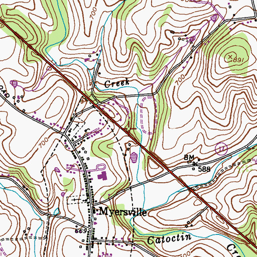 Topographic Map of Myersville Baptist Church, MD